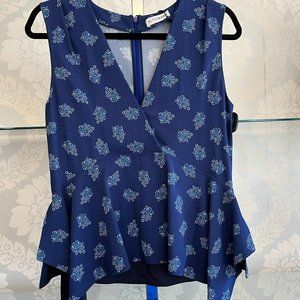 ALTUZARRA Blue & White Floral Sleeveless Top Style#118-412